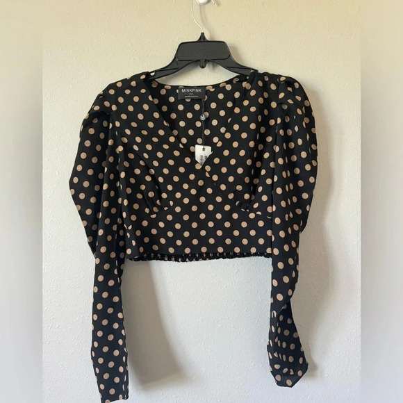MinkPink NWT Ayat Wrap Top Small Polka Dot - Picture 2 of 5